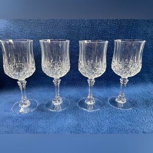 Set of 4 Cristal D'Arques Longchamp Lead Crystal Wine Glasses France 6 5/8